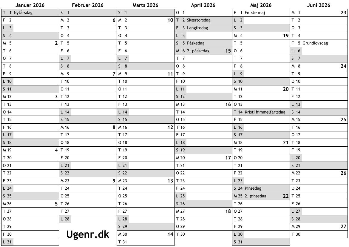 Helligdage 2026 I Danmark